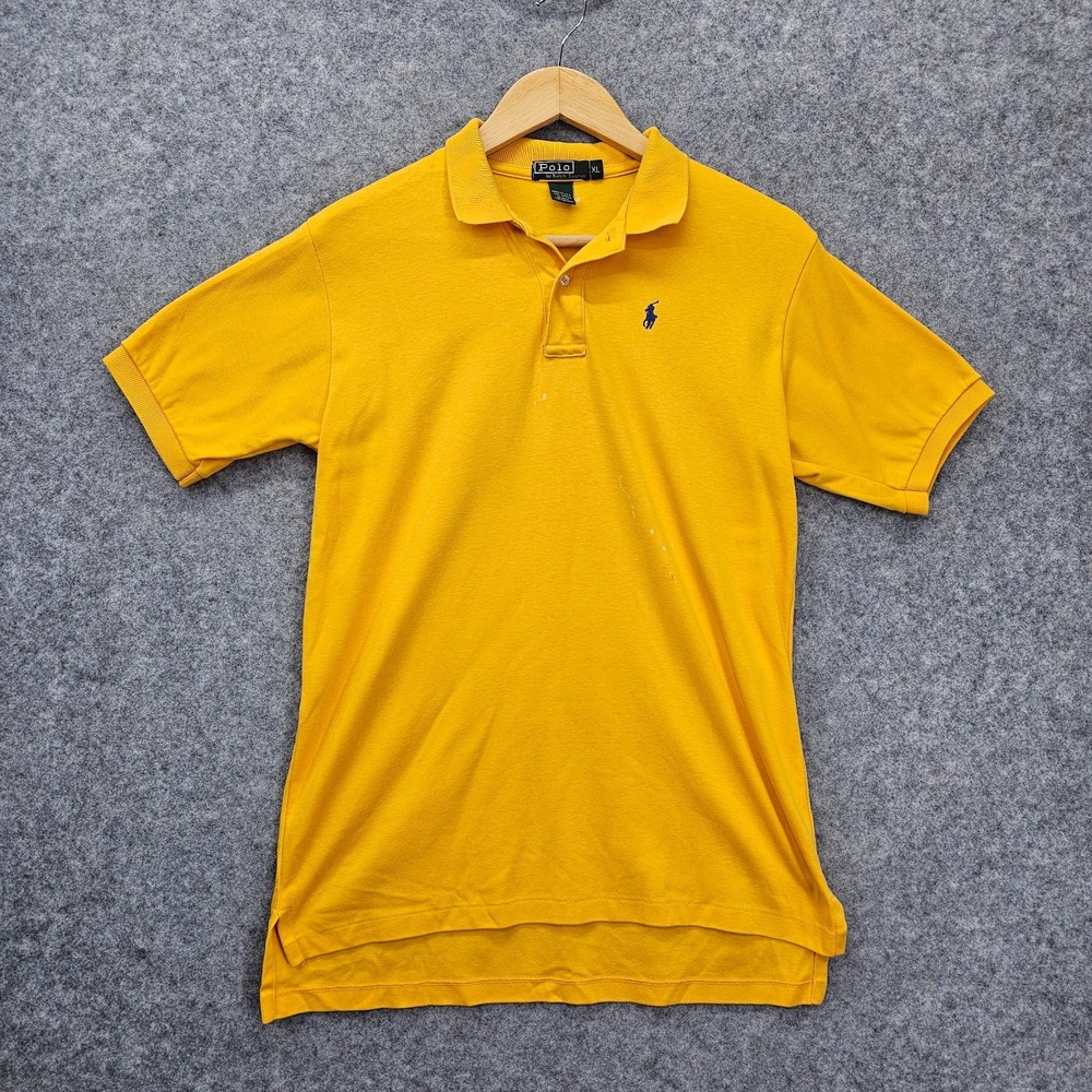 Vintage Ralph Lauren POLO Shirt Boys M 10 Egg Yellow Pony 90s Preppy USA Flaw